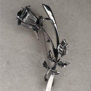 Vintage sterling silver Beau Rose Flower Brooch - signed mid century flower pin